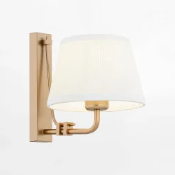 Kinkiet do salonu abażur biało-złoty ATRANI