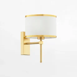 Kinkiet do salonu abażur biało-złoty ABBANO