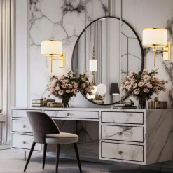 Kinkiet do salonu abażur biało-złoty ABBANO