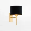 Kinkiet do salonu abażur czarno-złoty ABBANO