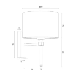 Kinkiet do salonu abażur czarno-złoty ABBANO