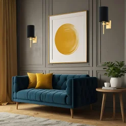 Kinkiet do salonu abażur czarno-złoty ABRUZZO