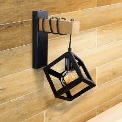 Kinkiet geometryczny czarny SWEDEN WOOD