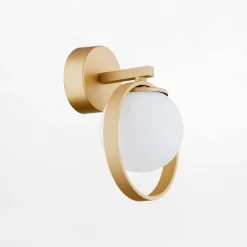 Kinkiet kulisty klosz złoty SATURNIA