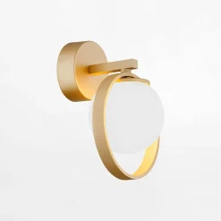 Kinkiet kulisty klosz złoty SATURNIA