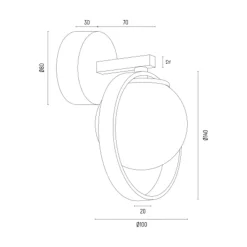 Kinkiet kulisty klosz złoty SATURNIA