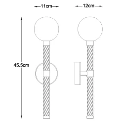 Kinkiet kulisty klosz złoty MIDA