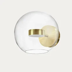 Kinkiet LED kulisty klosz złoty ENCELADUS