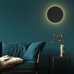 Kinkiet minimalistyczny okrągły czarny LUNA NEW 40 cm