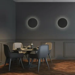 Kinkiet minimalistyczny okrągły czarny LUNA NEW 30 cm