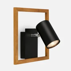Kinkiet ramka jasne drewno czarny FREY