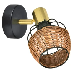 Kinkiet rattan czarno-złoty COPA