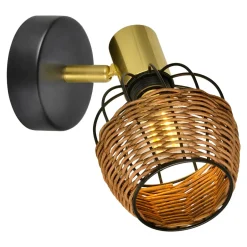 Kinkiet rattan czarno-złoty COPA