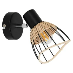 Kinkiet rattan czarny GENT