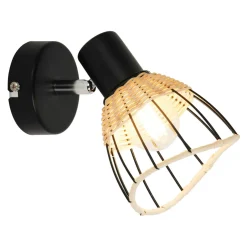 Kinkiet rattan czarny GENT