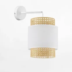 Kinkiet rattanowy biały BOHO