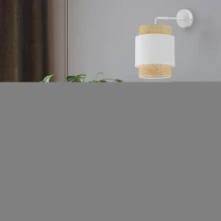 Kinkiet rattanowy biały BOHO
