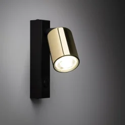 Kinkiet reflektor z włącznikiem czarno-złoty TOP