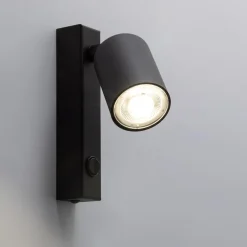 Kinkiet reflektor z włącznikiem czarny TOP