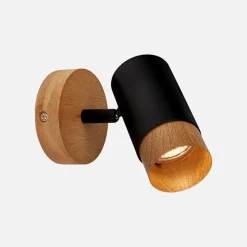 Kinkiet regulowany reflektor jasne drewno czarny PLEK