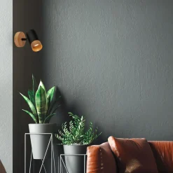 Kinkiet regulowany reflektor jasne drewno czarny PLEK