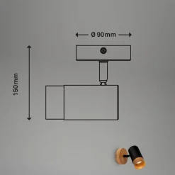 Kinkiet regulowany reflektor jasne drewno czarny PLEK