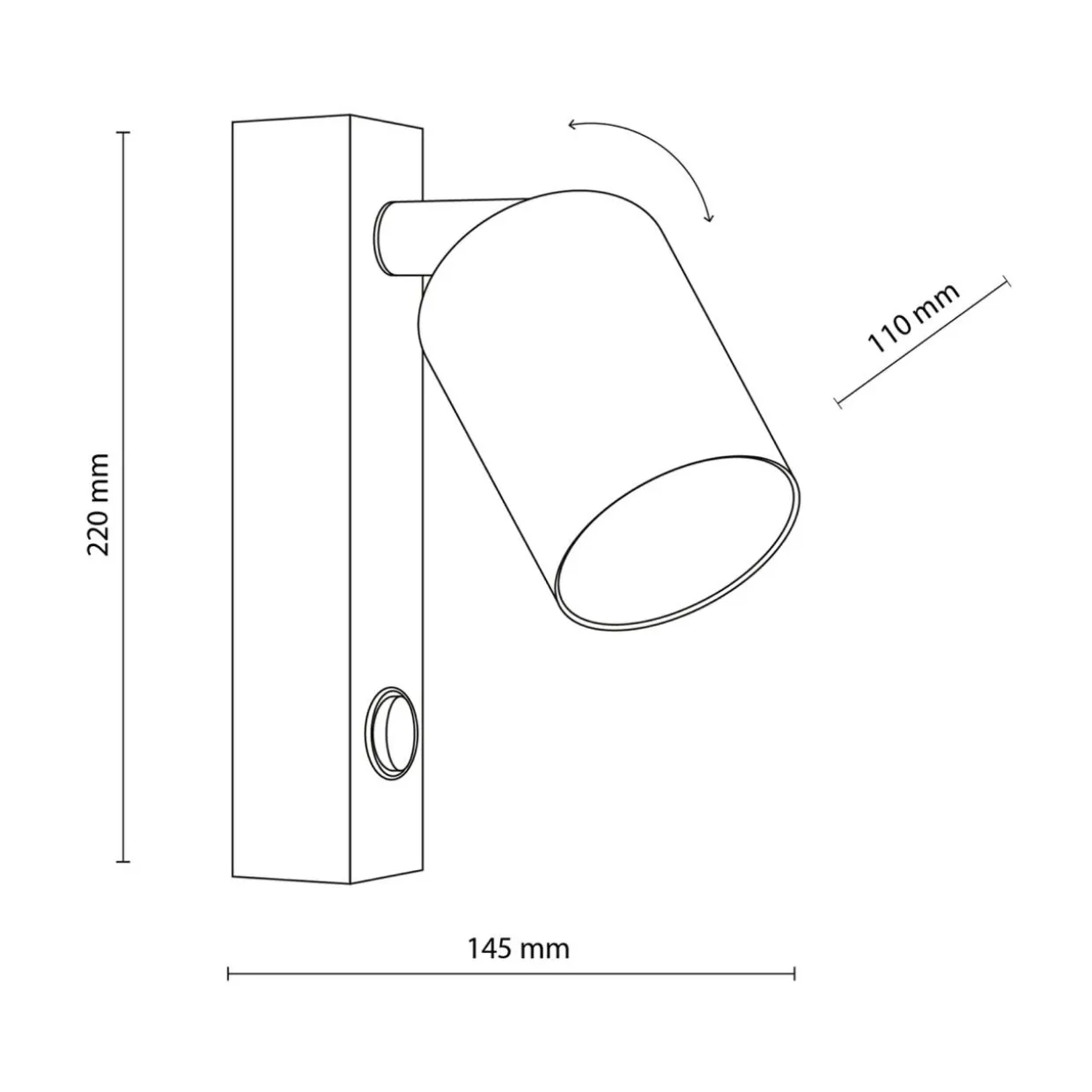 Kinkiet spot z włącznikiem biały TOP