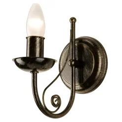 Kinkiet świecznikowy retro czarno-złoty DONATO