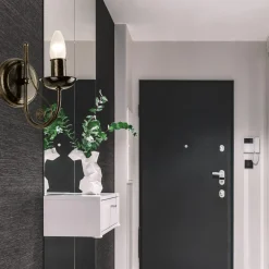 Kinkiet świecznikowy retro czarno-złoty DONATO