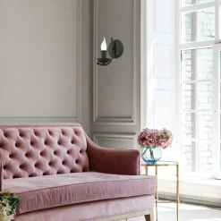 Kinkiet świecznikowy retro czarny LUCY