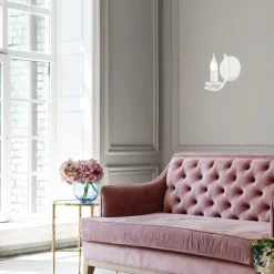 Kinkiet świecznikowy retro biały LUCY