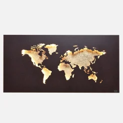 Kinkiet z mapą świata złoty LINDA