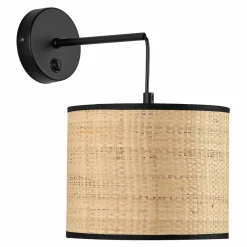 Kinkiet z włącznikiem abażur rafia plecionka LIBERIA