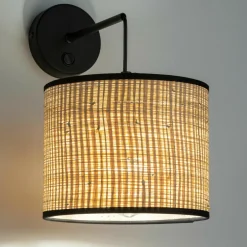 Kinkiet z włącznikiem abażur rafia plecionka LIBERIA