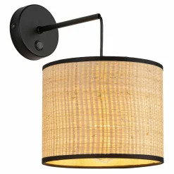 Kinkiet z włącznikiem abażur rafia plecionka LIBERIA