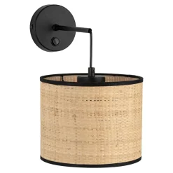 Kinkiet z włącznikiem abażur rafia plecionka LIBERIA