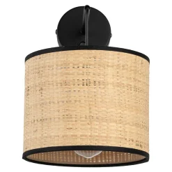 Kinkiet z włącznikiem abażur rafia plecionka LIBERIA