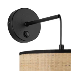 Kinkiet z włącznikiem abażur rafia plecionka LIBERIA