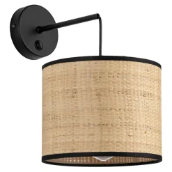 Kinkiet z włącznikiem abażur rafia plecionka LIBERIA