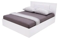 Łóżko białe z oświetleniem MARSYLIA 160x200 cm