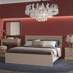 Łóżko dwuosobowe 160x200 cm IDELLO taupe dąb kamienny