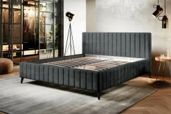 Łóżko grafitowe ze stelażem MAGGIE FULL 160x200 cm