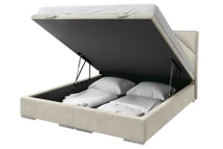 Łóżko kontynentalne beżowe LEONARDO 160x200 cm