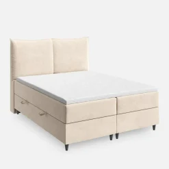 Łóżko kontynentalne beżowe ONTARIO 160x200 cm