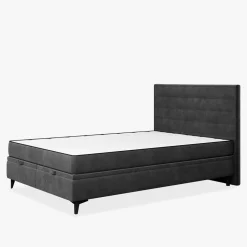 Łóżko kontynentalne grafitowe LUIS HORIZONTAL 160x200 cm