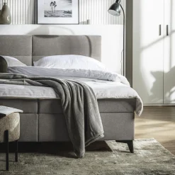 Łóżko kontynentalne jasnoszare MARY 160x200 cm