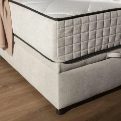 Łóżko kontynentalne jasnoszare LAURITA SQUARE 180x200 cm