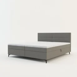 Łóżko kontynentalne jasnoszare MARY 180x200 cm