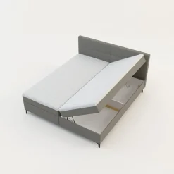 Łóżko kontynentalne jasnoszare MARY 180x200 cm