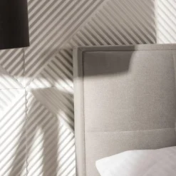 Łóżko kontynentalne jasnoszare LAURITA SQUARE 140x200 cm